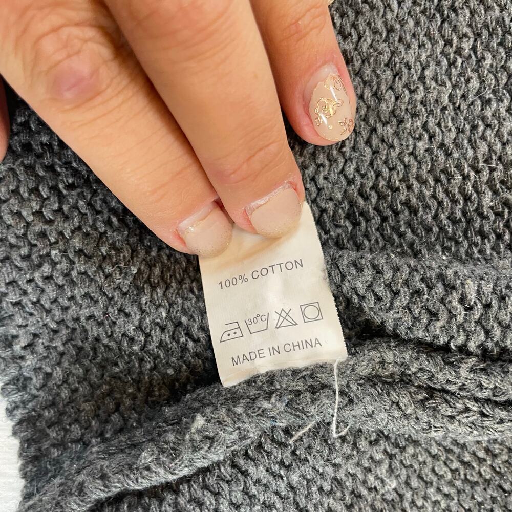 Pretty Girl Girl's Gray Chunky Knit 100% Cotton Cardigan Sweater Baby 12-18M - Picture 4 of 6